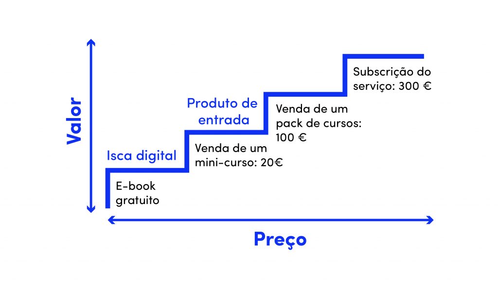 imagem que mostra o terceiro degrau da escada de valor onde é oferecido uma "subscrição do serviço: 300€"  